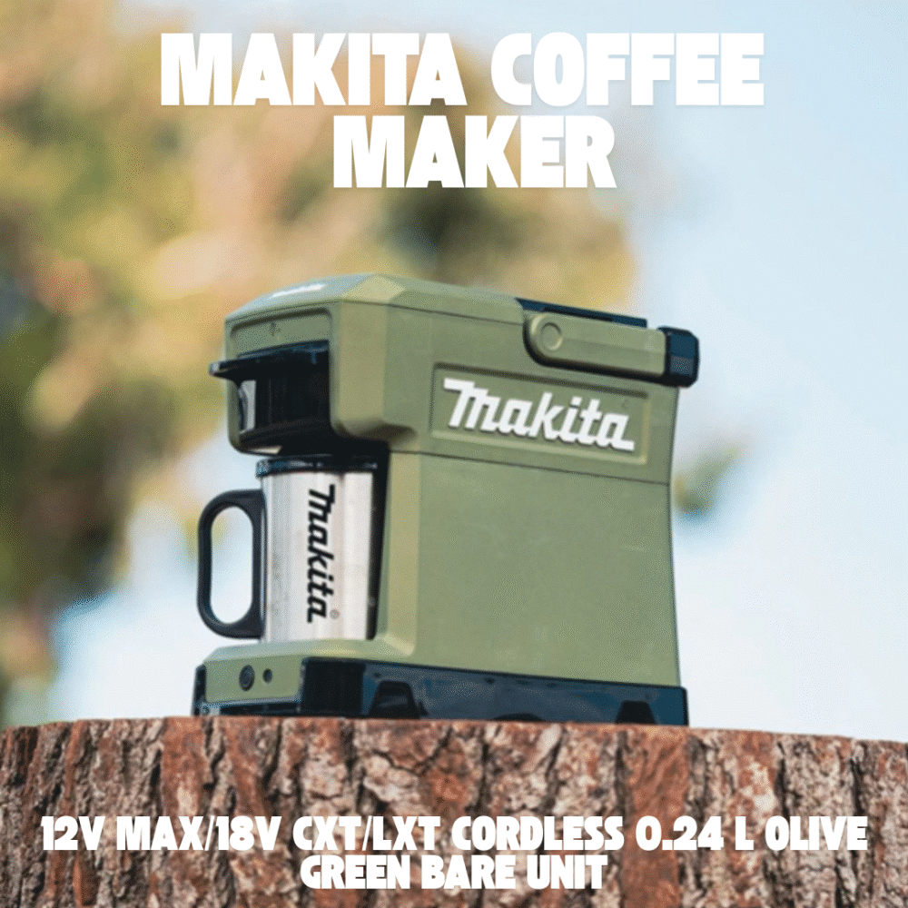Makita DCM501ZO 10.8V CXT / 18V LXT Cordless Olive Green Coffee Maker with 1 x 5.0Ah Battery & Charger