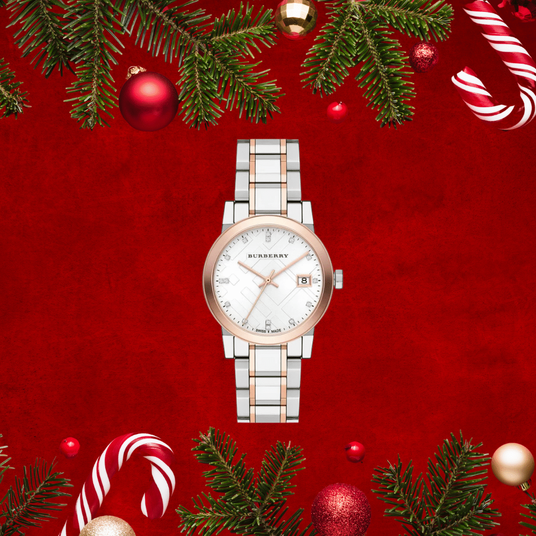 Burberry Ladies Watch Check Stamped Two Tone Or £75 Cash