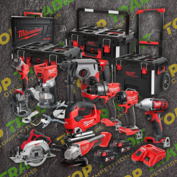 Milwaukee 18V Fuel Brushless 9 Piece Power Tool Kit With 2 x 5.0Ah Battery Charger & Trolley Toolbox Or £1200