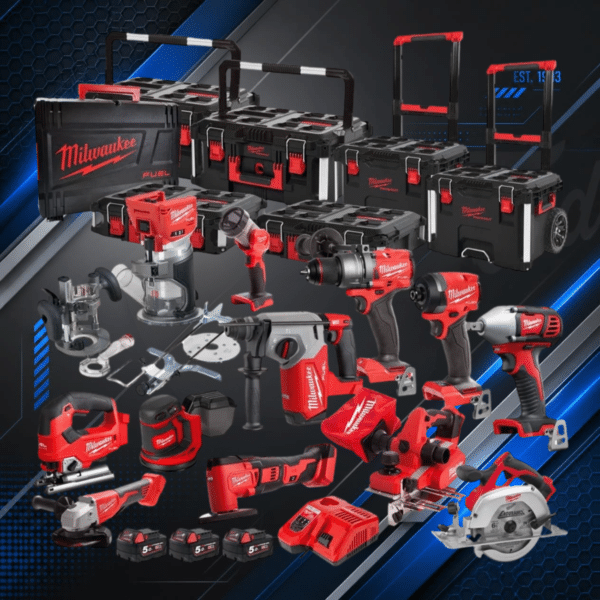 Milwaukee 18V 12 Piece Power Tool Kit with 3 x 5.0Ah Battery Charger & Trolley Toolbox Or £1500