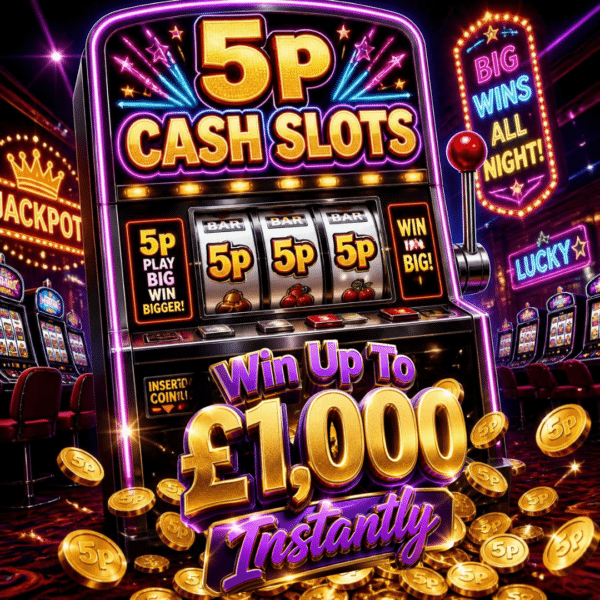5p CASH SLOTS + 2x Winners Of £100 End Prize