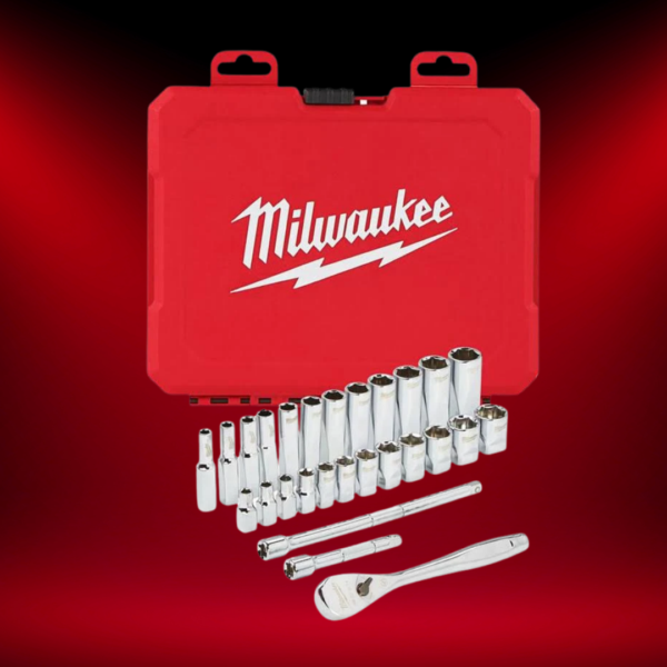 Milwaukee 1/4in Drive Ratcheting Socket Set Metric