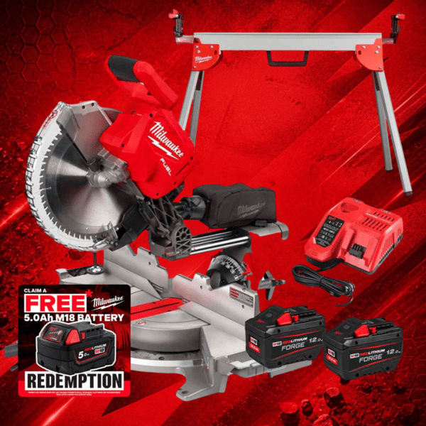 Milwaukee M18 FMS305 18V FUEL™ 305mm Mitre Saw with MSL2000 Stand & 2x 12.0Ah Batteries & Charger Or £1000