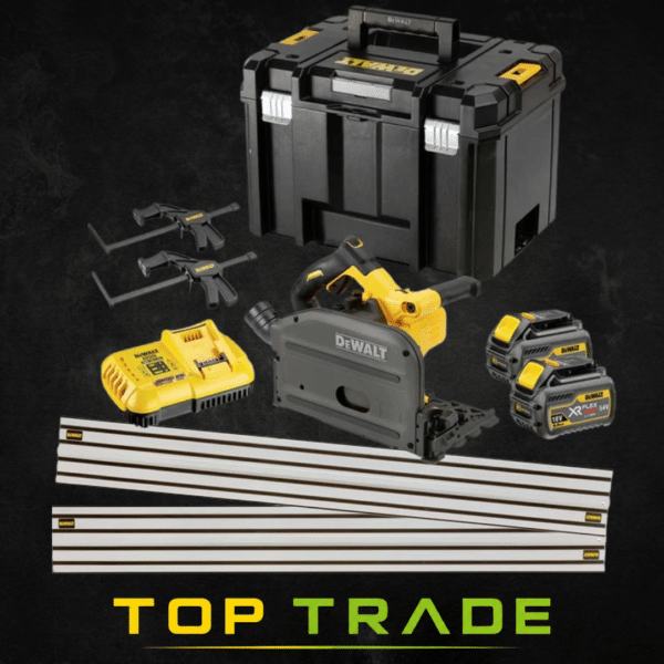 DeWalt DCS520T2 54V XR 165mm Flexvolt Plunge Saw Complete Guide Rail Kit with 2 x 6.0Ah Batteries & Fast Charger Or £700