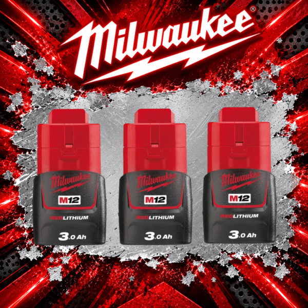 Milwaukee M12B3 12v 3.0ah Battery - 3 Pack