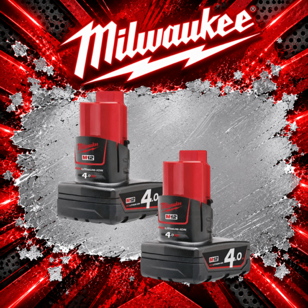 Milwaukee M12 B4 12v 4.0Ah Li-Ion Battery Twin Pack