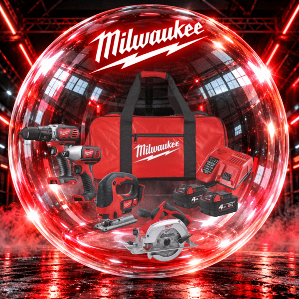 Milwaukee Power Tool Kit Cordless 18V 2x4.0Ah Li-Ion M18BPP4C-402B